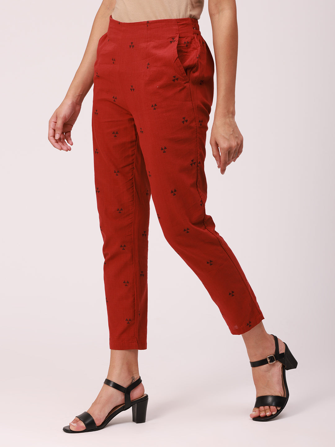 De Moza Women's Cigarette Pant Maroon