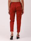 De Moza Womens Cigarette De Moza Women's Cigarette Pant MaroonYarn Dyed Cotton Maroon - De Moza