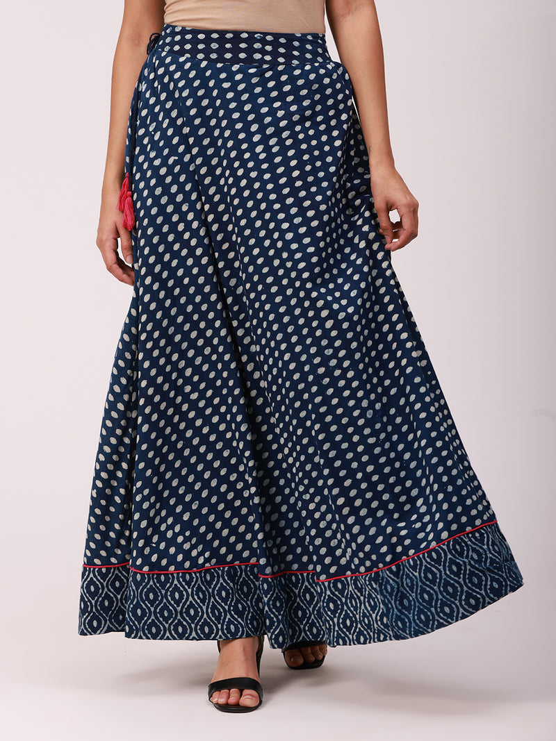 De Moza Women's Printed Skirt Indigo