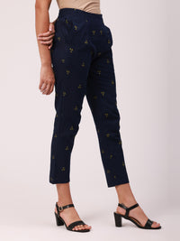 De Moza Women's Cigarette Pant Navy Blue