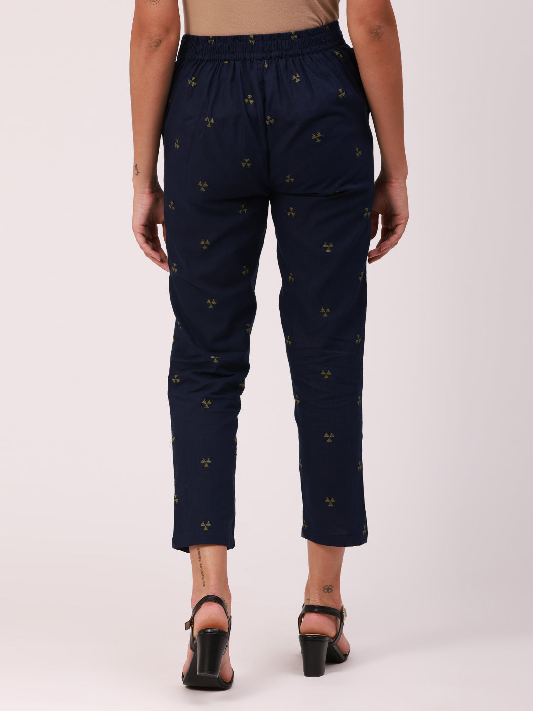 De Moza Women's Cigarette Pant Navy Blue