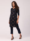 De Moza Women's Cigarette Pant Navy Blue