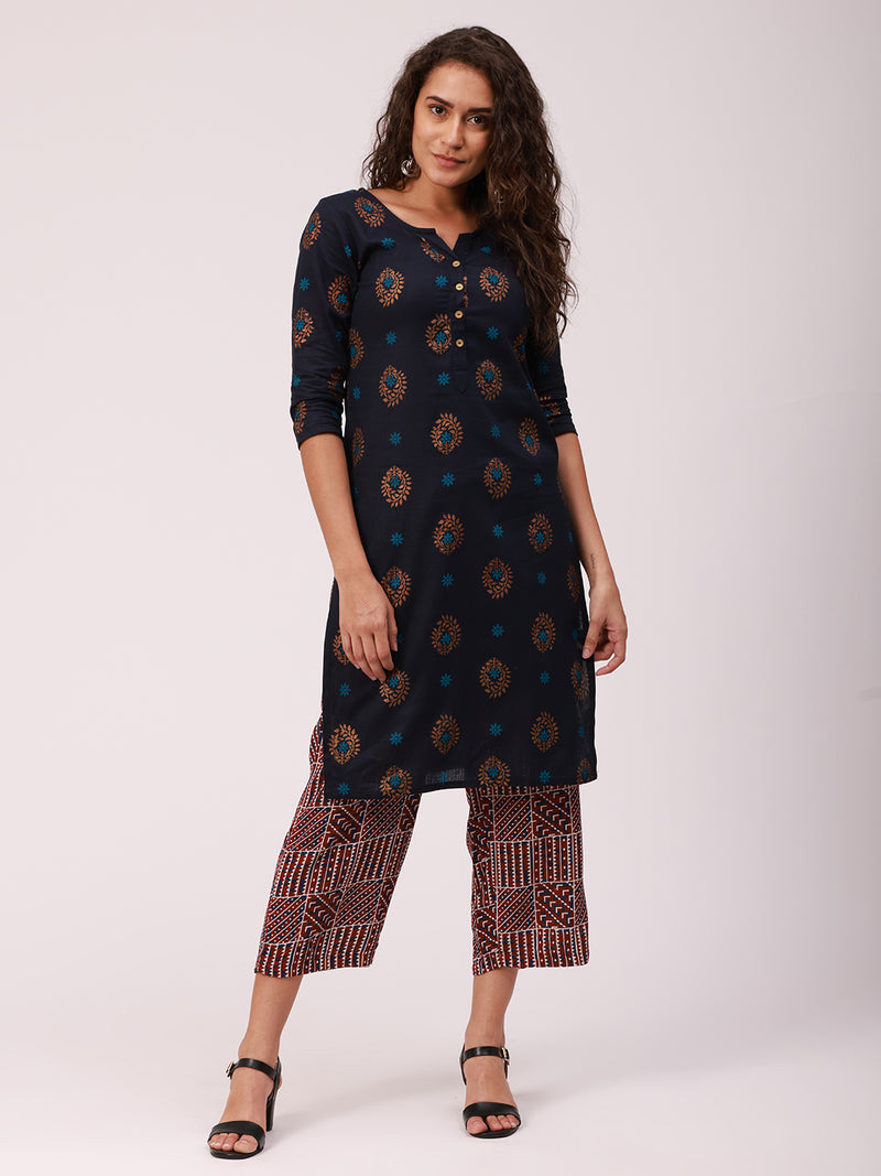 De Moza Ladies Printed Palazzo Maroon