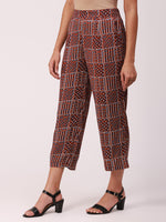 De Moza Ladies Printed Palazzo Maroon