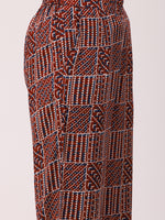 De Moza Ladies Printed Palazzo Maroon