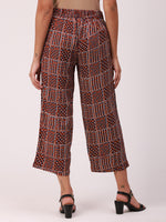 De Moza Ladies Printed Palazzo Maroon