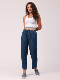 De Moza Ladies Straight Pant Mid Blue