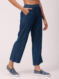 De Moza Ladies Straight Pant Mid Blue