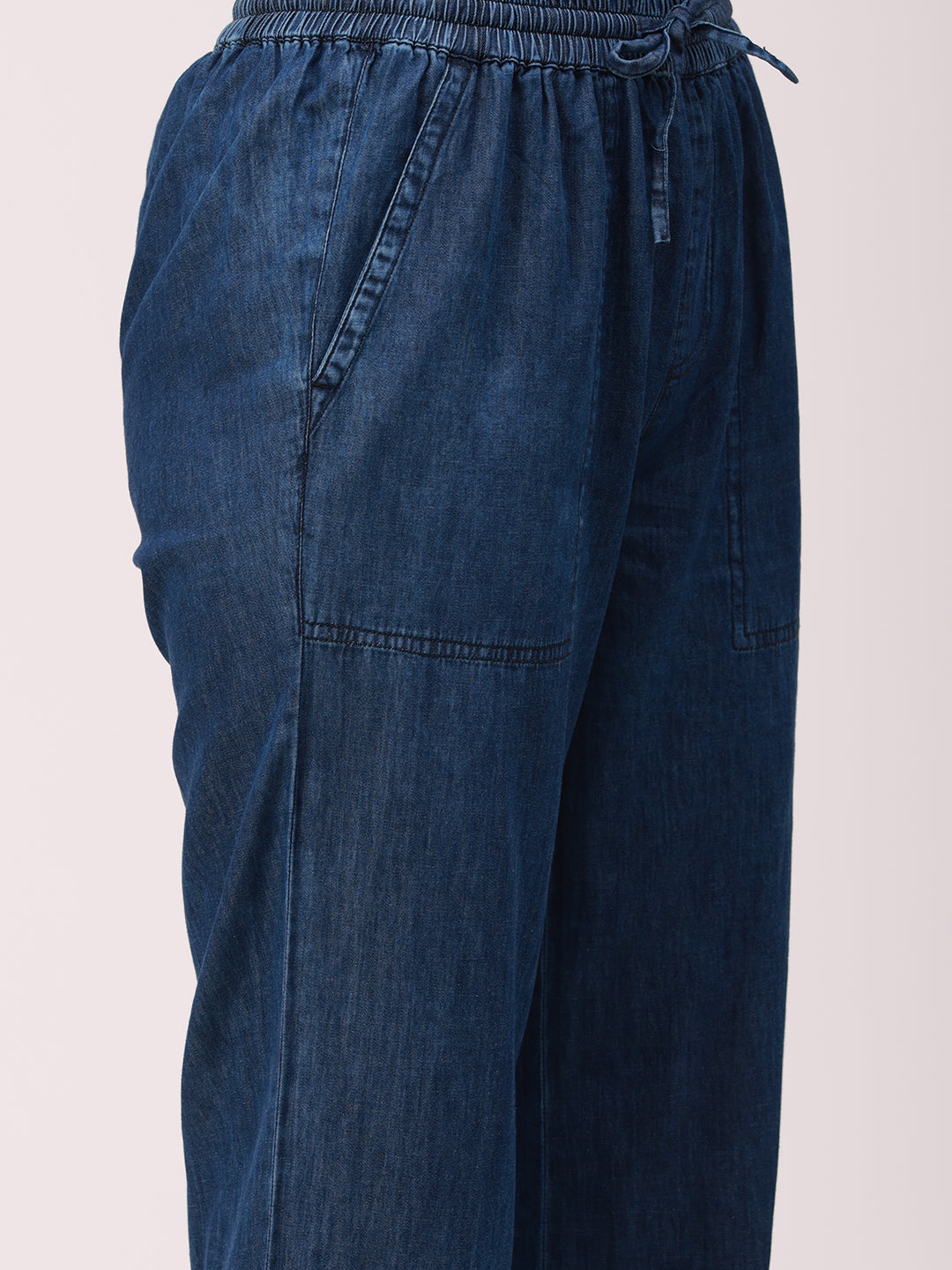 De Moza Ladies Straight Pant Mid Blue