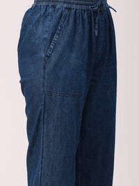 De Moza Ladies Straight Pant Mid Blue