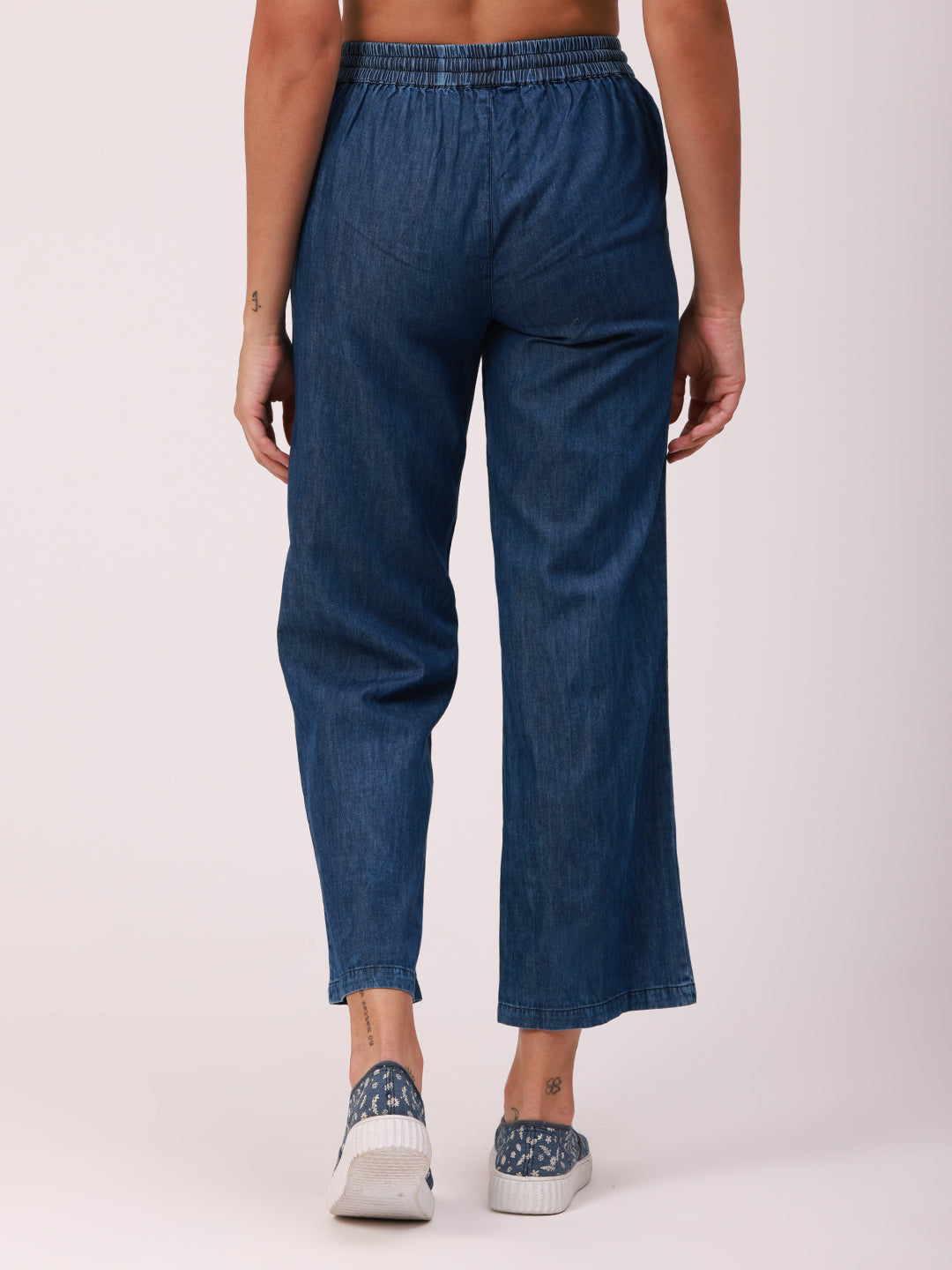 De Moza Ladies Straight Pant Mid Blue