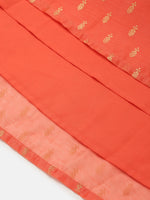Pipin Girls Printed Lehanga Set Dark Coral