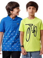 Pack of 2 Pipin Boys T-shirt Princess Blue & Lime