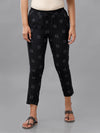 De Moza Ladies Printed Straight Pant Black