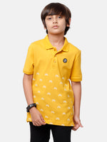 Kids - Boys Printed Half Sleeve T-Shirt Spicy Mustard