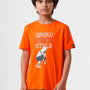 Kids - Boys Printed Half Sleeve T-Shirt Dark Orange