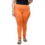 De Moza Women Plus Size Churidar Leggings Solid Cotton Light Orange