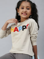 PIPIN Girls Printed Sweatshirt Oat Melange