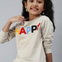 PIPIN Girls Printed Sweatshirt Oat Melange