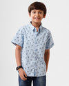 PIPIN Boys Shirt All Over Print Cotton Sky Blue - De Moza