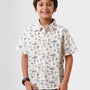 Kids – Boys Printed Shirt Mint White