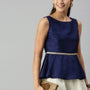 De Moza Women’s Peplum Top Navy Blue