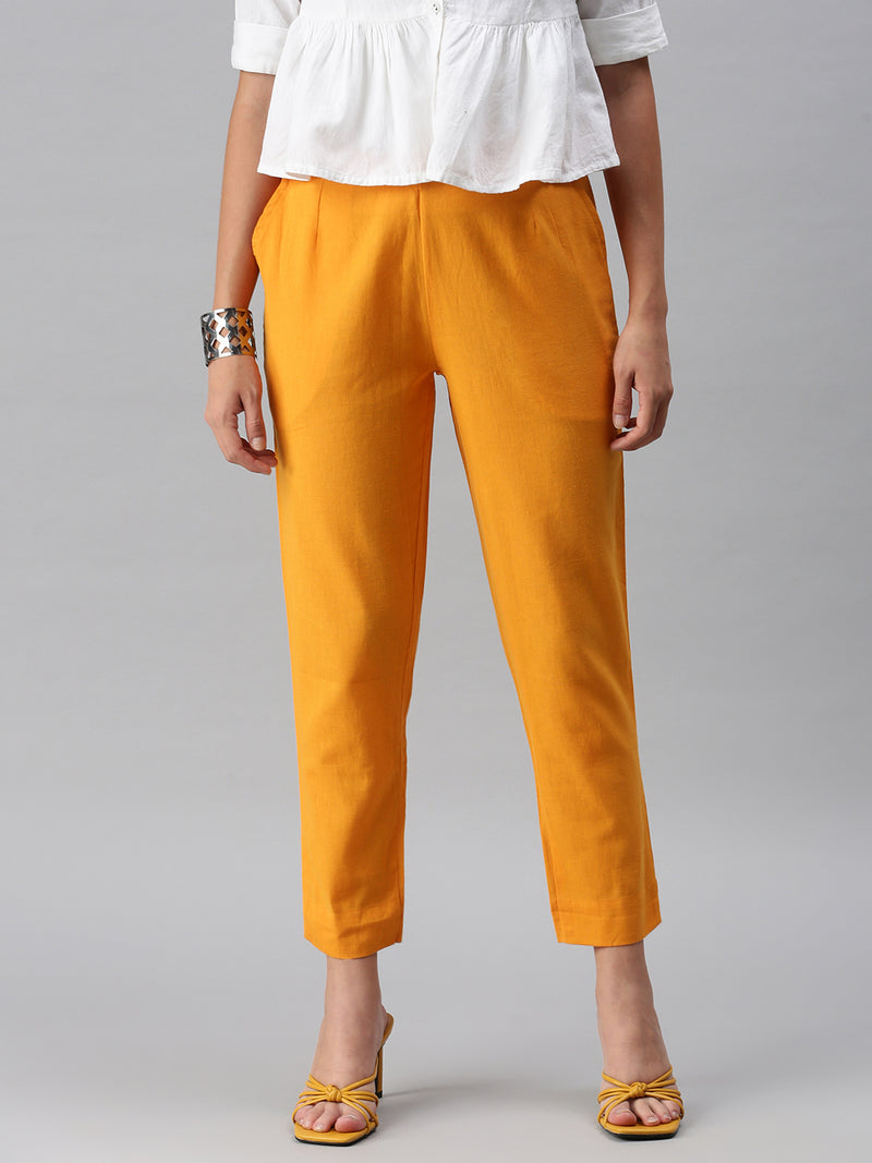 De Moza Women's Cigarette Pant Mustard