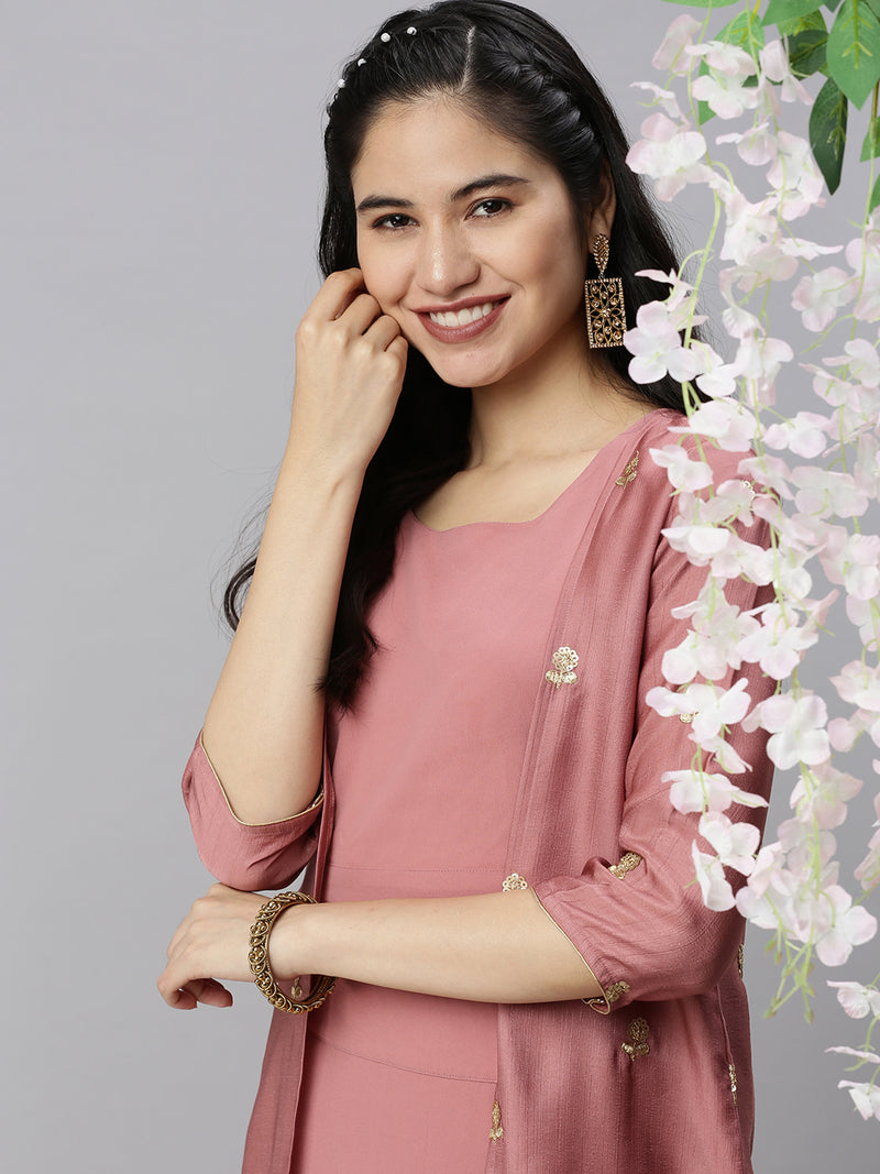 De Moza Women’s Lehenga Set Mauve (3Piece set)