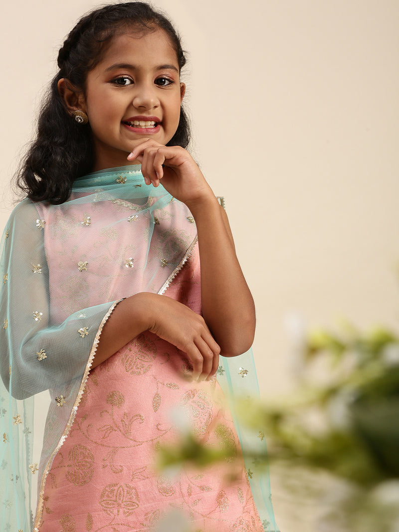 PIPIN Girls Sharara Set Solid Polyester Red & White - De Moza