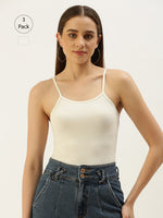 Pack of 3 De Moza Women’s Spaghetti Offwhite