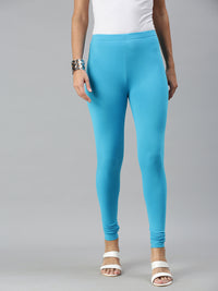De Moza Ladies Churidar Leggings Solid Cotton Light Blue - De Moza