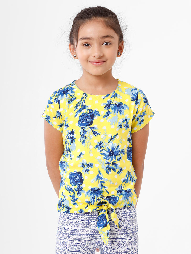 Kids - Girls Printed Top Lemon Yellow