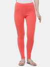De Moza Ladies Ankle Length Leggings Solid Cotton Light Coral - De Moza