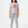 Kids – Girls Printed Pyjama Set Grey Melange