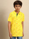 Kids - Boys Printed Half Sleeve T-Shirt Yellow