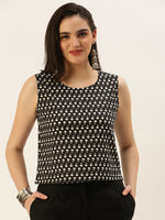 De Moza Women Printed Top Cotton Black - De Moza