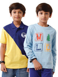 Pack of 2 Pipin Boys T-shirt Navy Blue & Light Blue
