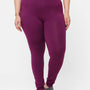 De Moza Ladies Plus Size Ankle Length Leggings Dark Purple Solid Cotton