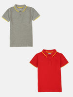 Pack of 2 Pipin Boys T-shirts Red & Grey Melange