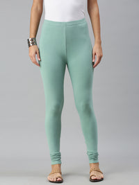 De Moza Ladies Churidar Leggings Solid Cotton Light Petrol - De Moza