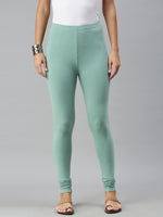 De Moza Ladies Churidar Leggings Solid Cotton Light Petrol - De Moza