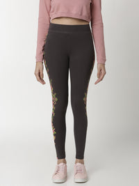 De Moza -  Ladies Printed Ankle Length Leggings Dark Grey - De Moza (4332601737279)