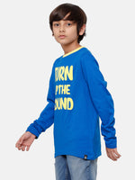 Kids - Boys Printed Full Sleeve T-Shirt Lapis Blue