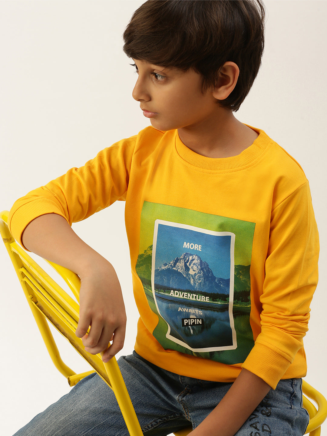 Kids - Boys Printed Sweatshirt  Bright Yellow