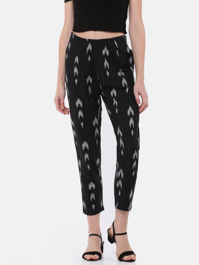 De Moza Ladies Straight Pant  Solid Cotton BLACK - De Moza