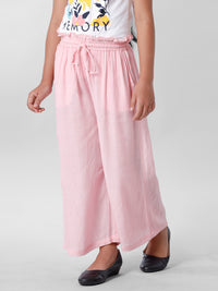 De Moza Girls Paper Bag Palazzo Solid Cotton Dusty Pink - De Moza