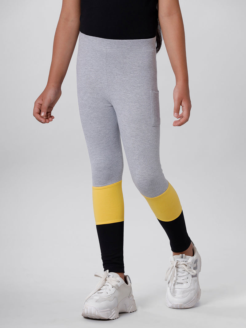 Kids – Girls Printed Ankle Leggings Grey Melange