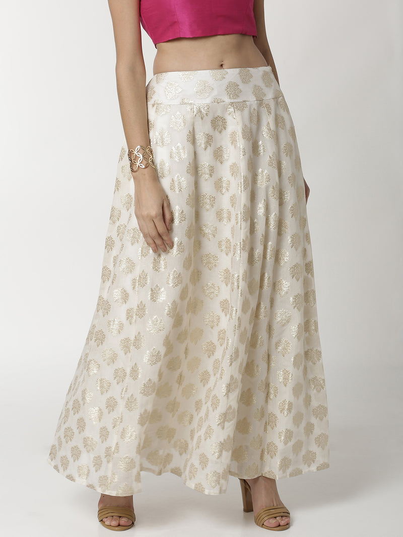 De Moza Ladies Offwhite Jacquard Skirt - De Moza (4309404057663)