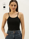 Pack of 3 De Moza Women’s Spaghetti Black & Offwhite & White
