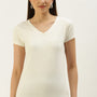 De Moza Women's Half Sleeve Top Off White